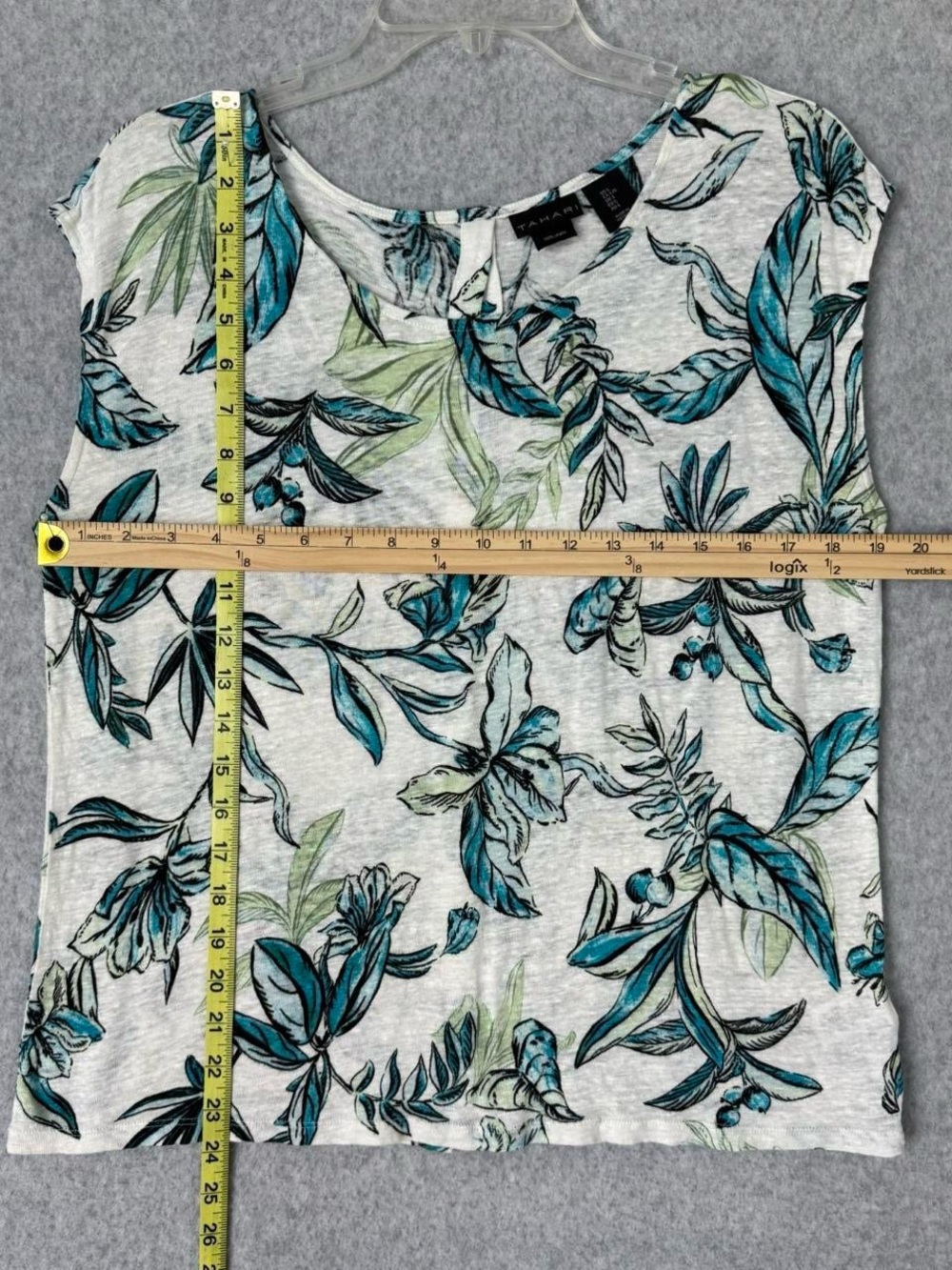 Tahari Linen Short Sleeve T-Shirt Womens Size L Blue Green Black White Lot of 2 - Picture 16 of 16